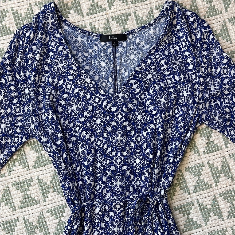 Lulu's Women's Mandala Daydream Blue Print Maxi Dress - Size L - Picture 11 of 11